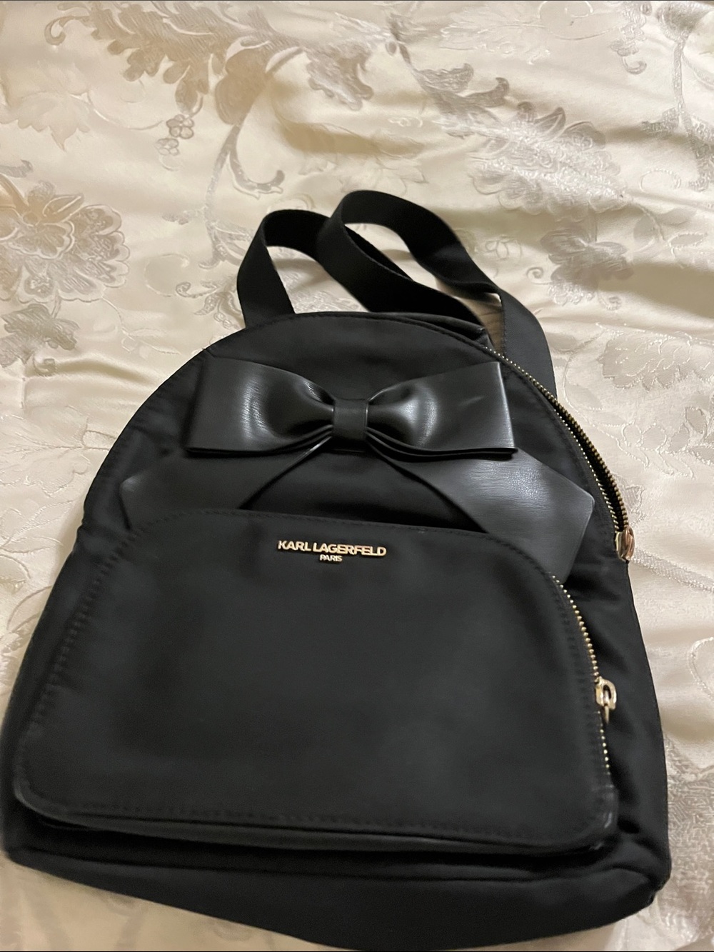 Karl Lagerfeld Black Bow Accent Mini Backpack